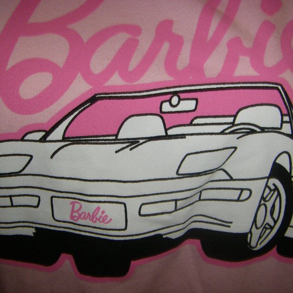 Barbie Sweatshirt Pink Barbie Logo & Barbie Corvette Women's Sizes NWT - Picture 4 of 15